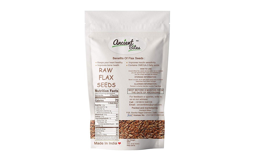 Ancient Bites Flax Raw Seeds    Pack  1 kilogram